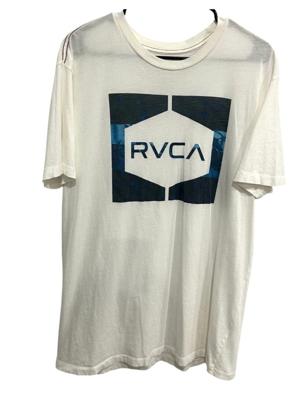 RVCA XL Mens White Graphic T-shirt Casual Short Sleeve Crewneck Skater Retro